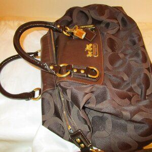 Coach Madison Sabrina Brown Op Art Satchel